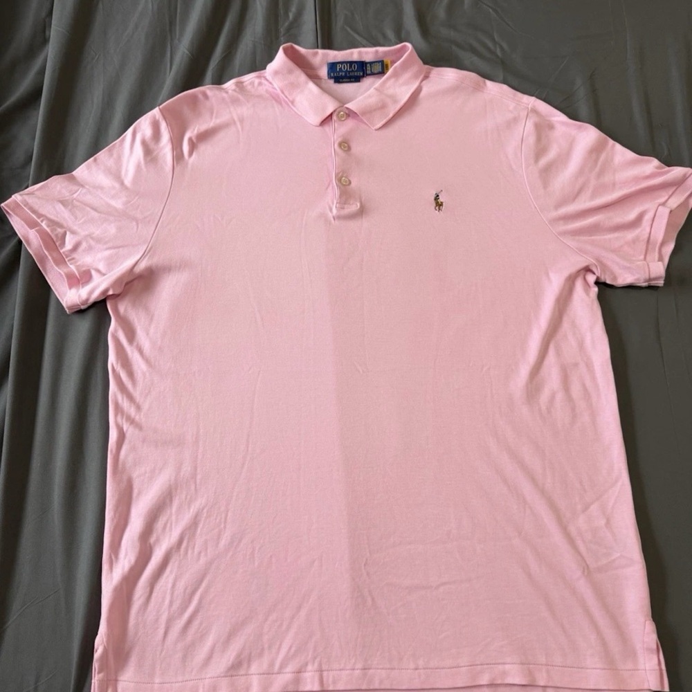 Ralph Lauren Light Pink Men's Polo Shirt with Embroidered Pony